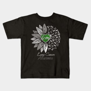 Lung Cancer Awareness Green Heart Edition Kids T-Shirt